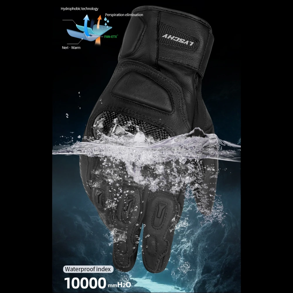 

Теплые мотоциклетные перчатки из козьей кожи LYSCHY, черно-белые мотоциклетные перчатки с сенсорным экраном, мотокросс, дорожные водонепроницаемые гоночные перчатки