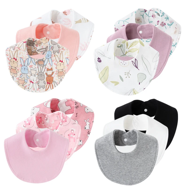 3Pcs Newborn Bibs for Girls Boys Cotton Print Baby Saliva Towels Infant Bib Burp Cloth Baby Stuff Toddler Accessories