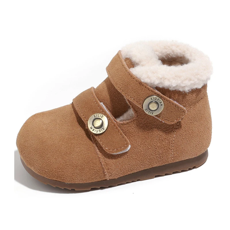

2025 Winter New Baby Snow Boots Fleece Lined Warm Cotton Shoes for Boys & Girls Anti-slip Soft Sole Short Toddler Boots for 1-4Y