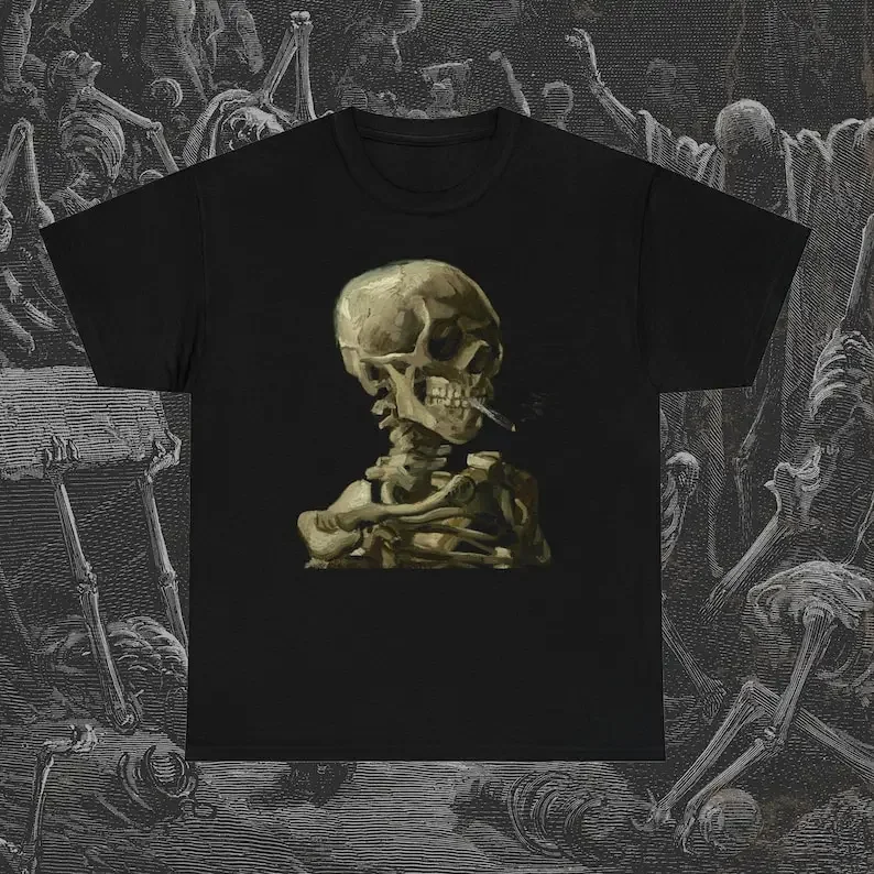 

Smoking Skeleton Shirt, Vincent Van Gogh Shirt, Skeleton T-Shirt, Van Gogh Skeleton, Memento Mori Shirt, Art History Shirt