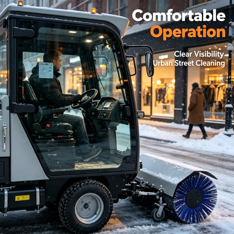 Self Propelled Snow Sweeper Vehicle With Hydraulic Brush System For Municipal Roads Schools Hospitals And Winter Cleaning