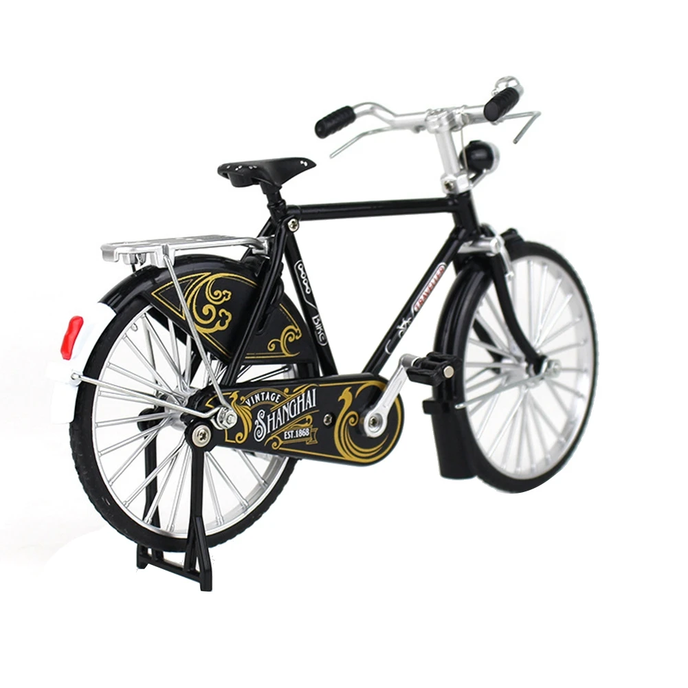 Mini bicicleta de montaña de Metal fundido a presión, modelo de aleación 1:10, bicicleta Retro, juguete coleccionable para adultos y niños, estilo 1 negro