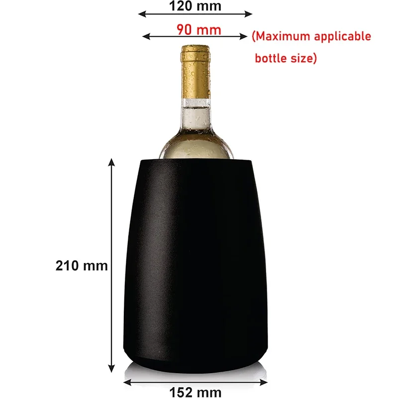 مبرد زجاجة النبيذ الأسود النشط مع غلاف الفريزر، تصميم حديث معزول لسطح الطاولة للمنزل والمناسبات