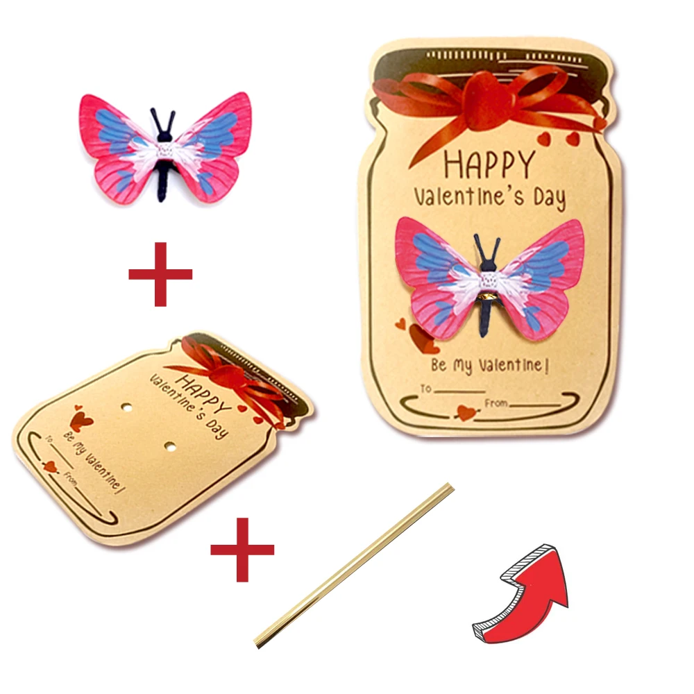 12PCS Exchange Card Gift Butterfly Dinosaur Insect Model Toy Decoration Card Valentine Children Classroom Party Exchange Gift