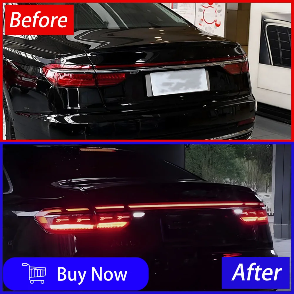 For Audi A8 2018-2022 Auto Back Lamps Assembly Upgrade LED Startup Effect Dynamic Car Taillights Plug and Play Tool Accessories