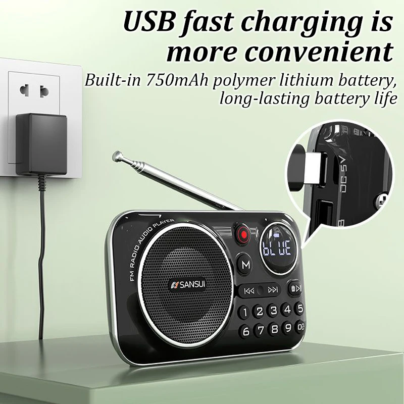 SANSUI Bluetooth FMラジオ ミニコンポ SANSUI F21 Bluetooth Speakers Mini Wireless Portable FM Radio for