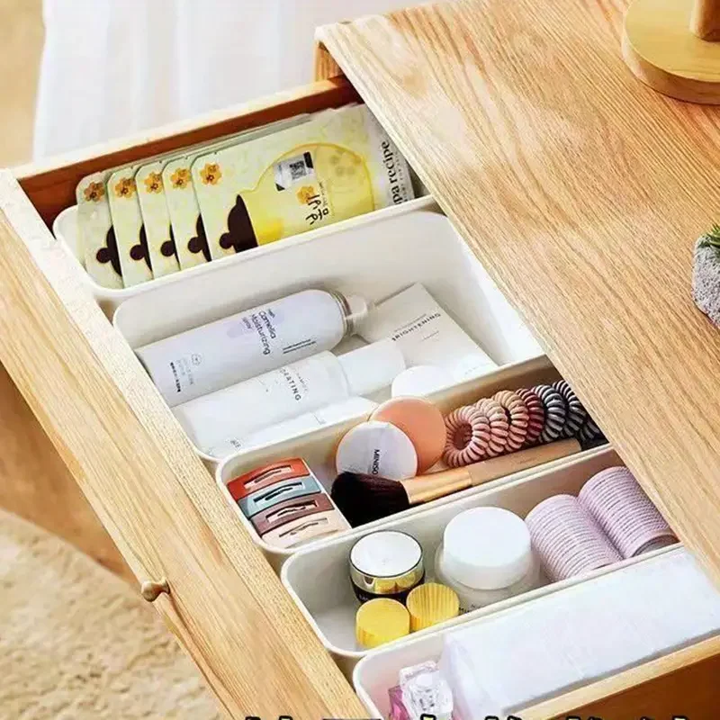 6pcs 26cm Desktop Storage Box Dormitory Sundries Plastic Cosmetic Storage Box Bathroom Kitchen Sorting Storage Basket Bins Home