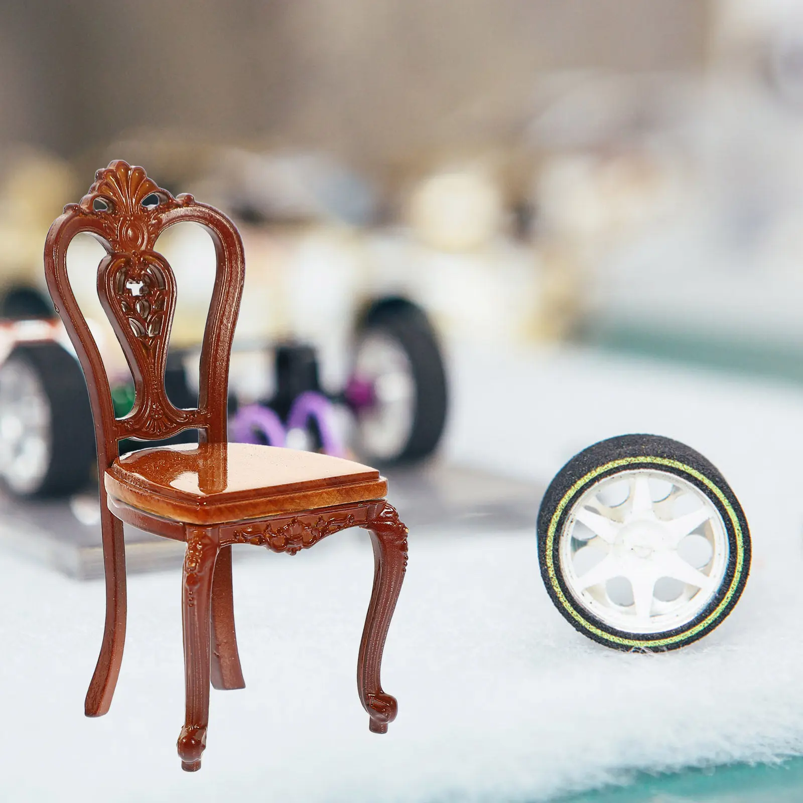 

Miniature Chair Vintage Metal Wood Mini Furniture Mini House Decoration Lifelike Small Decorative Chair for Dollhouse
