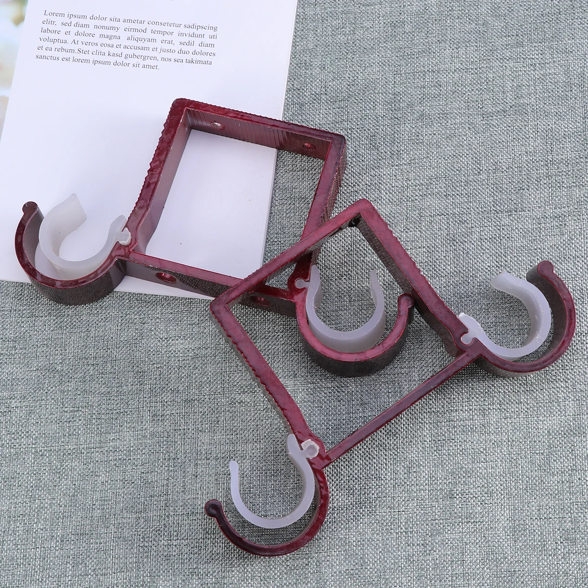 

2 PCS Top Loading Aluminum Alloy Curtain Rod Bracket Brackets Pole Double Hooks