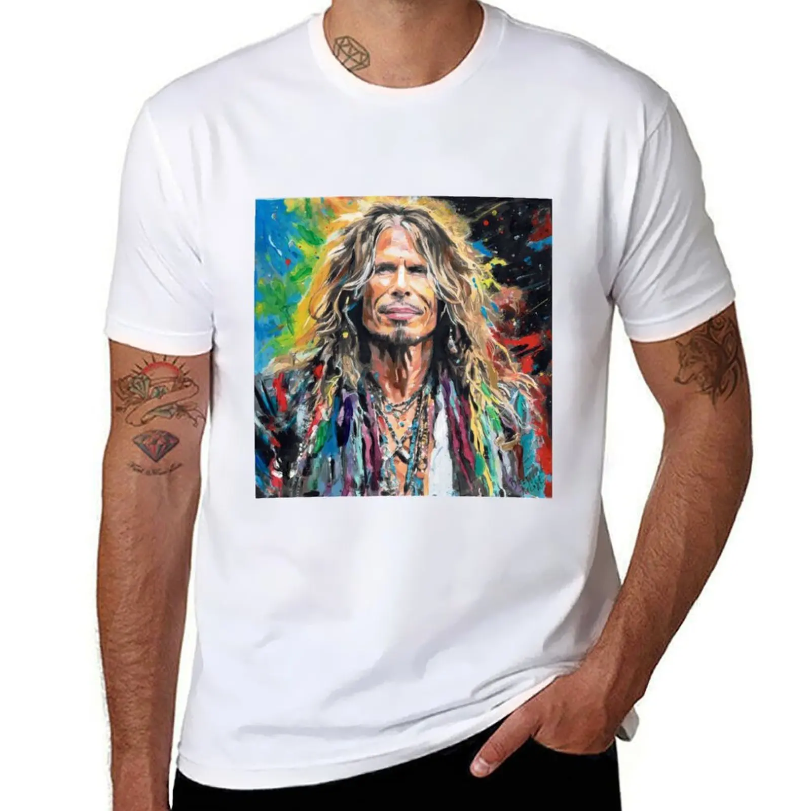 T-Shirt STEVEN luxury t shirts PAINTING cotton SPLATTER man TYLER t ACRYLIC shirt 100% AEROSMITH