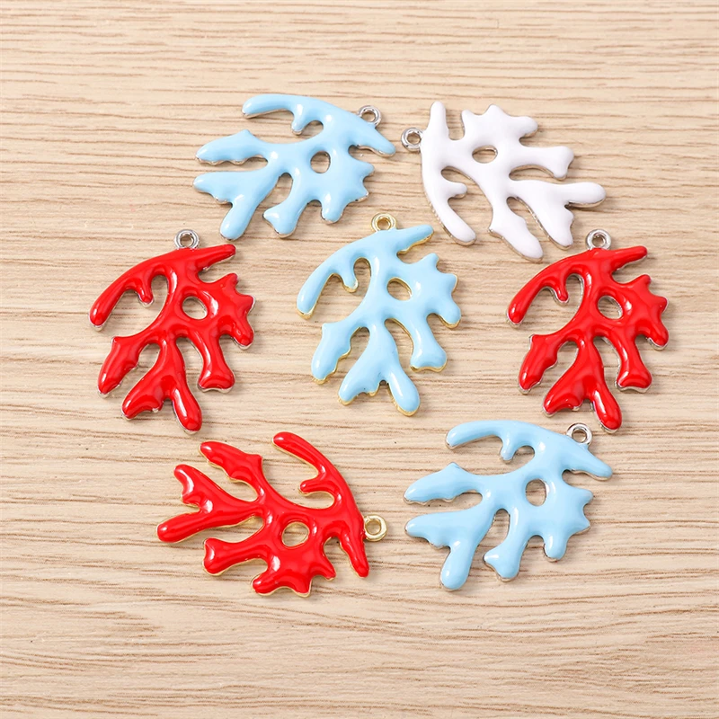 

5pcs 19x24mm Cute Enamel Marine Life Coral Charms Pendants for Jewelry Making Necklaces Earrings Bracelet DIY Crafts Accessories