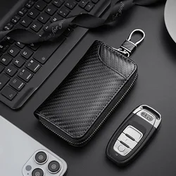 Carbon Fiber Fabric Keychain Unisex Key Bag Multifunction Organizer Wallet Holder Smart Housekeeper Car Small Case Keys Pouch