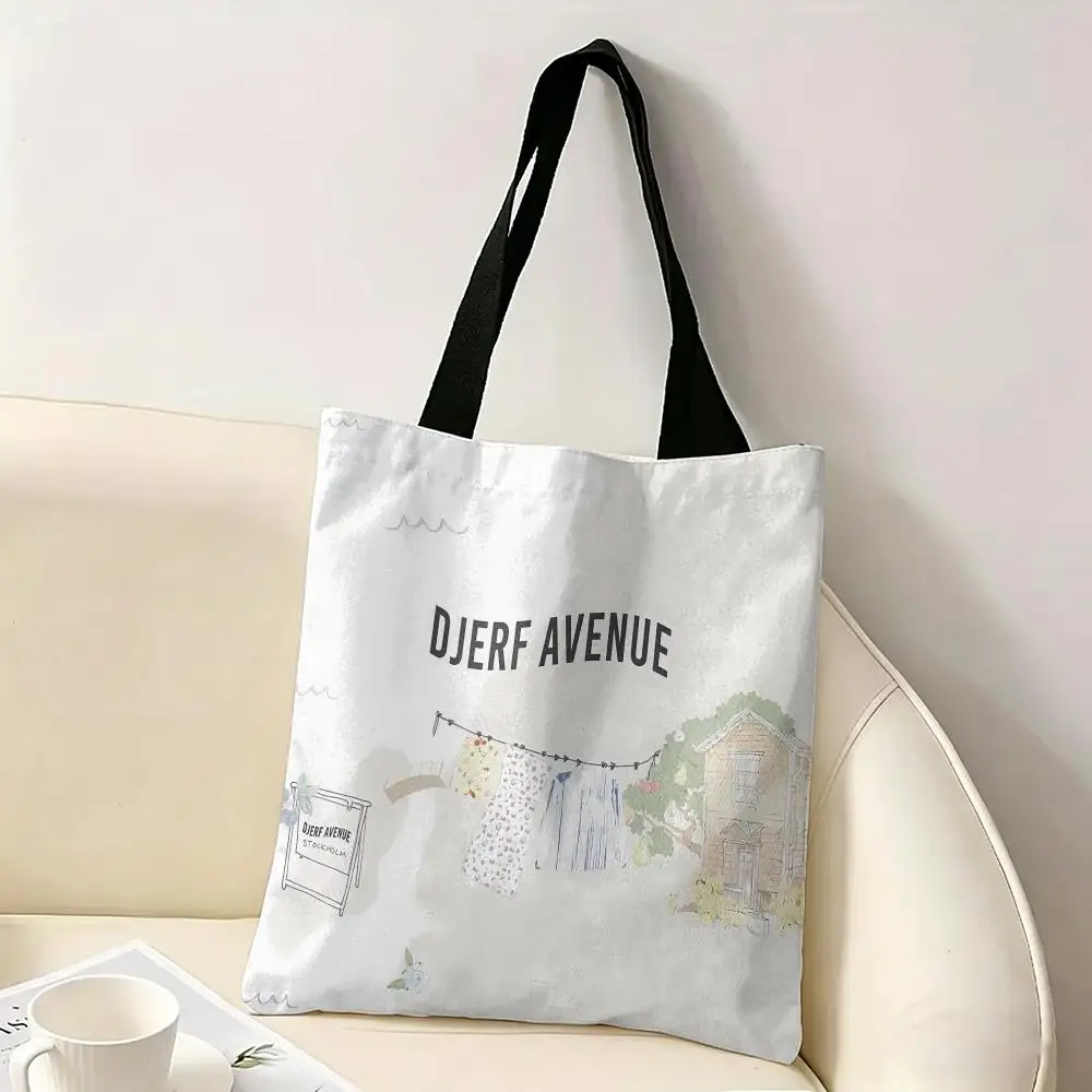 Summer Berries D-Djerf Avenue Storage Bags Canvas Double-Sided Print Tote Bag Large Capacity Shoulder Fashion Shopping Handbag