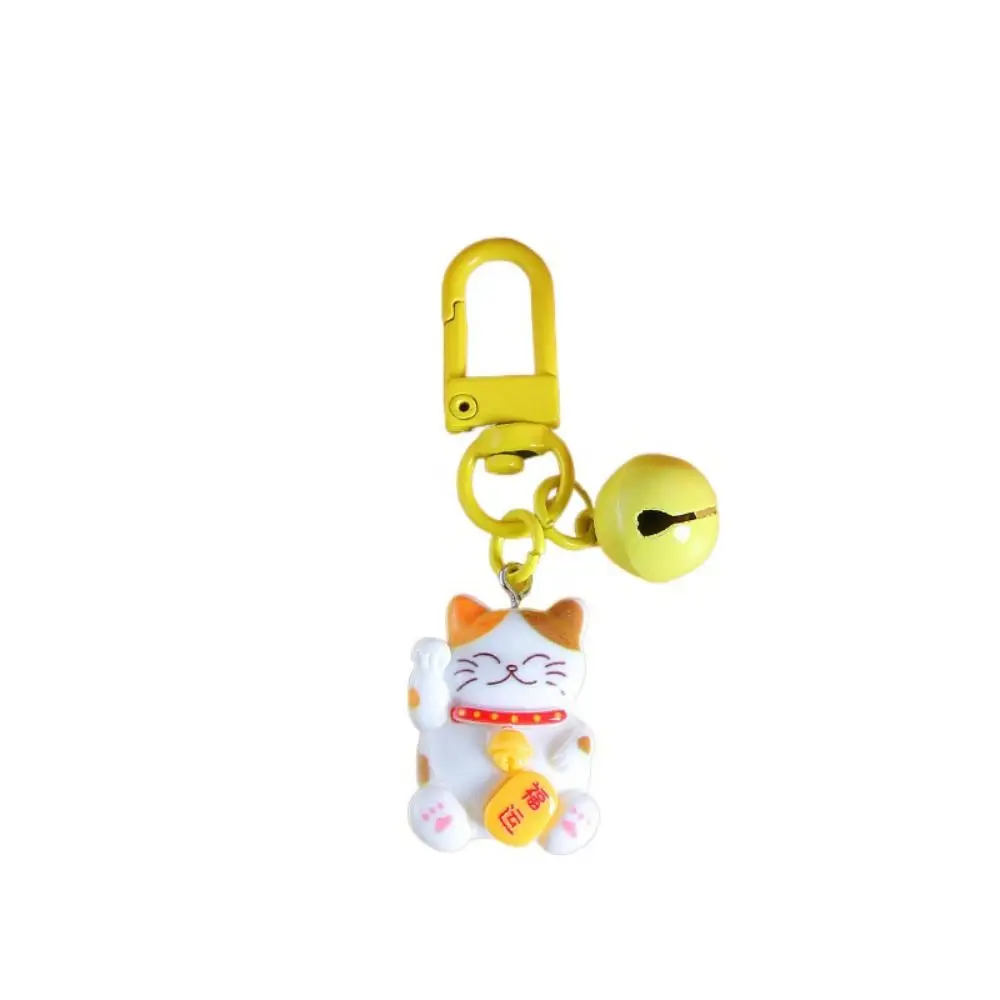 Fashion Resin Plutus Cat Keychain Kawaii Mini Maneki-neko Keyring Colorful Lucky Fortune Cat Pendant Bag Pendant