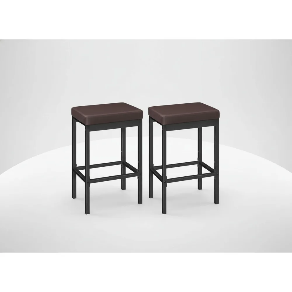 

Modern Bar Stools Set of 2, 24.8-Inch Height with Soft Upholstered Seats, Kitchen Dining Counter Chairs for Home Cafe