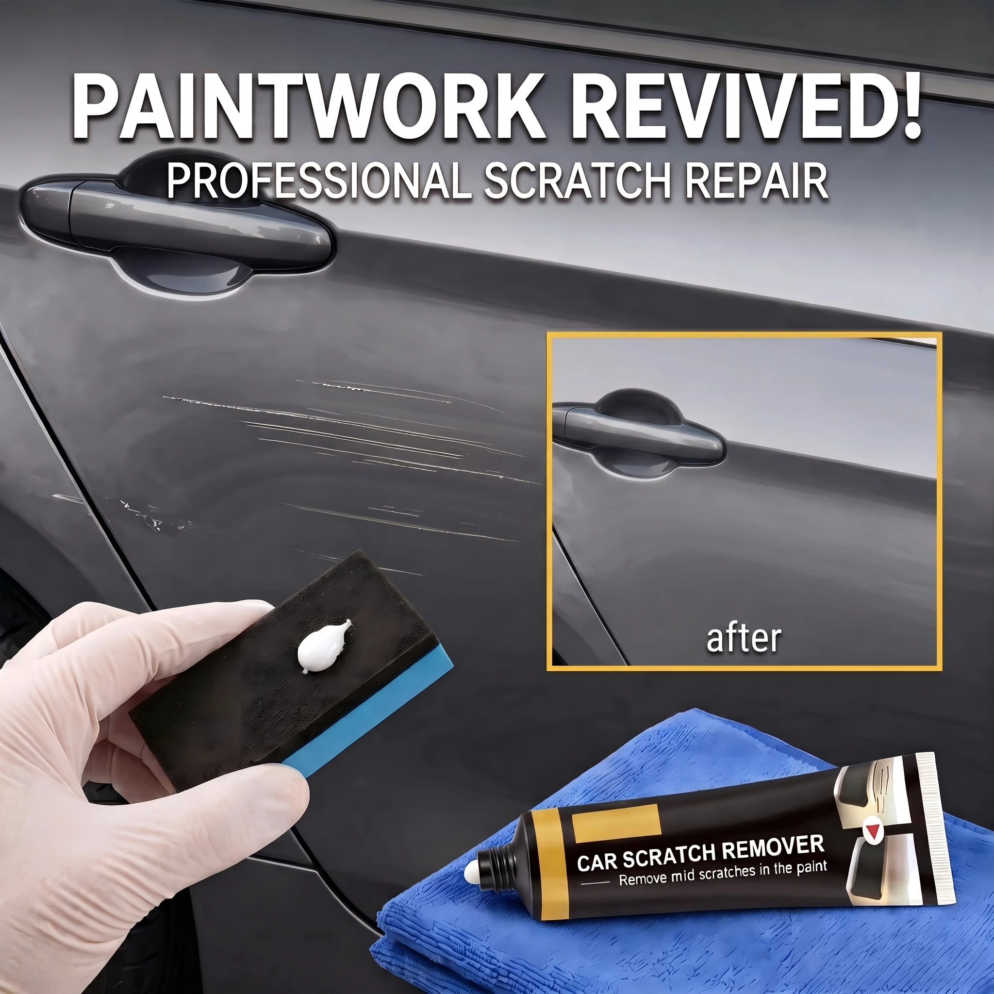 Multi‑Purpose Car Scratch Remover Paste, Fast‑Action DIY Tool, Removes Light Scratches & Scuffs, Restores Original Gloss