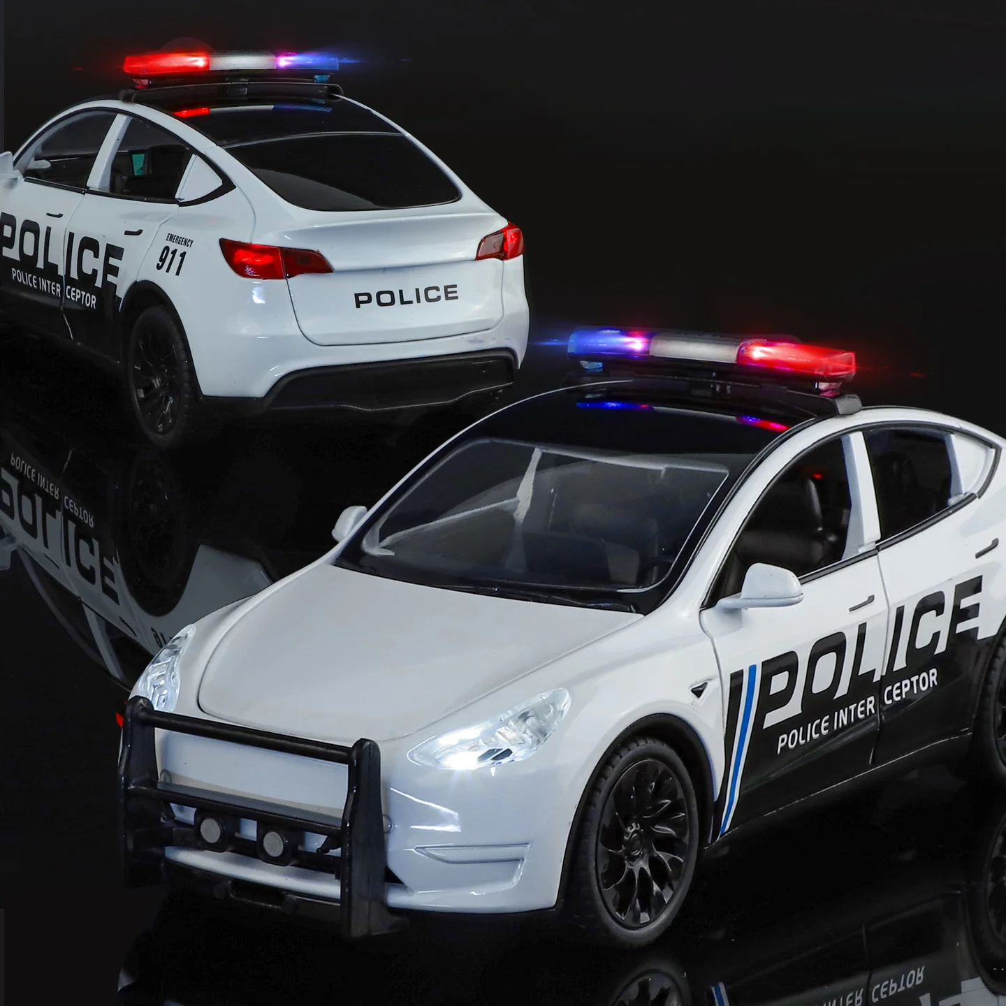1:24 نموذج Y SUV سبيكة الشرطة نموذج سيارة الطاقة الجديدة دييكاست المركبات المعدنية نموذج سيارة محاكاة الصوت والضوء ألعاب أطفال هدية #4