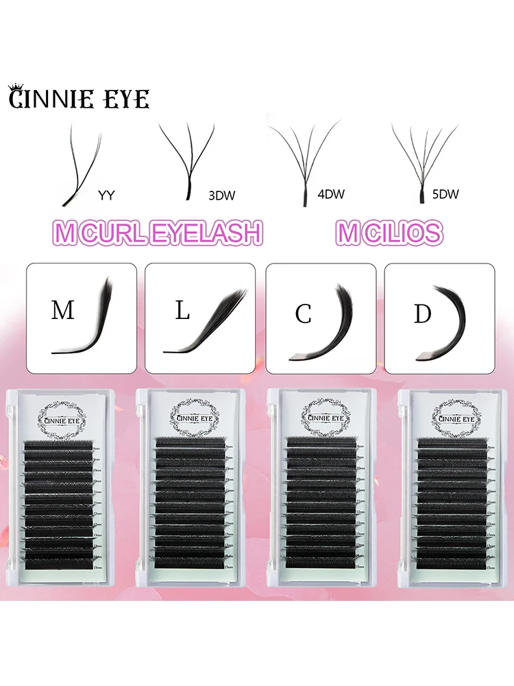 Nieuwe 5DW M krul Wimper Extensions 4DW 2D YY Premade Volume Fans 7mm 3DW LU/L Individuele Lash Bundels Cilios 5W Natuurlijk Haar - afbeelding 2