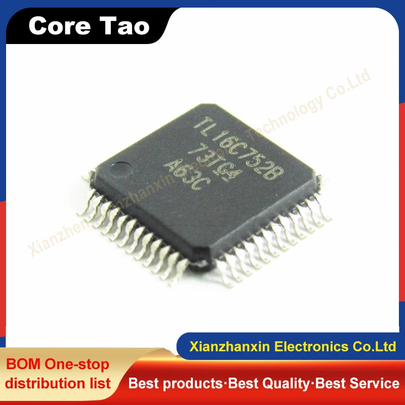 1pcs/lot TL16C752B TL16C752BPTR QFP-48 UART interface chip in stock