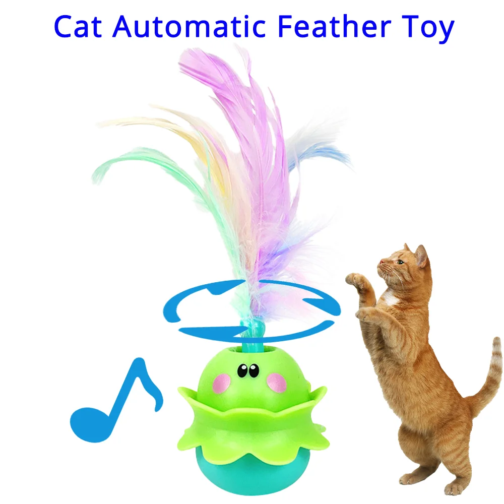 

Rechargeable Cat Automatic Feather Toy Teaser Stick Replaceable Feathers Light Attraction Interactive Cat Toy Auto Shutdown