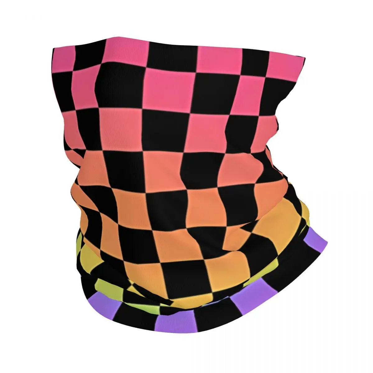 Rainbow And Black Checkerboard Headband Neck Warmer Men Ski Running Tube Scarf Medical Nurse Face Bandana Gaiter