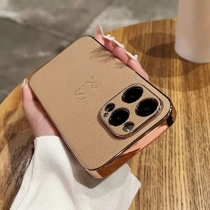 Personalisierte, individuelle Initialen-Namenshülle für iPhone 18 17 16 15 14 13 12 11 Pro Max Air, luxuriöse Lederhülle mit Beschichtung. – Detail 6