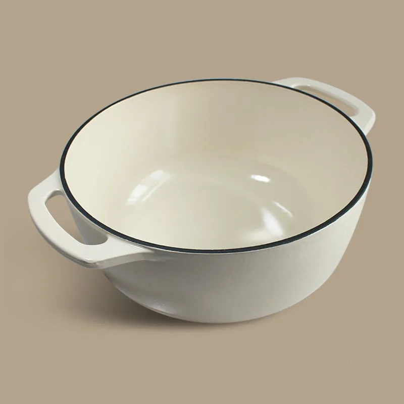 28cm Enameled Cast Iron Dutch Oven with Lid Dual Handle Oven Safe up to 500°F Use to Cook Bake Bread Casserole Dish Oyster White
