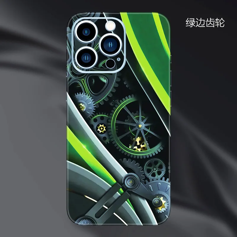 Mechanical Colorful Decal Skin for IPhone 15 14 13 12 11 Pro Max Soft Back Screen Protector 3M Wrap with Side Skin Sticker