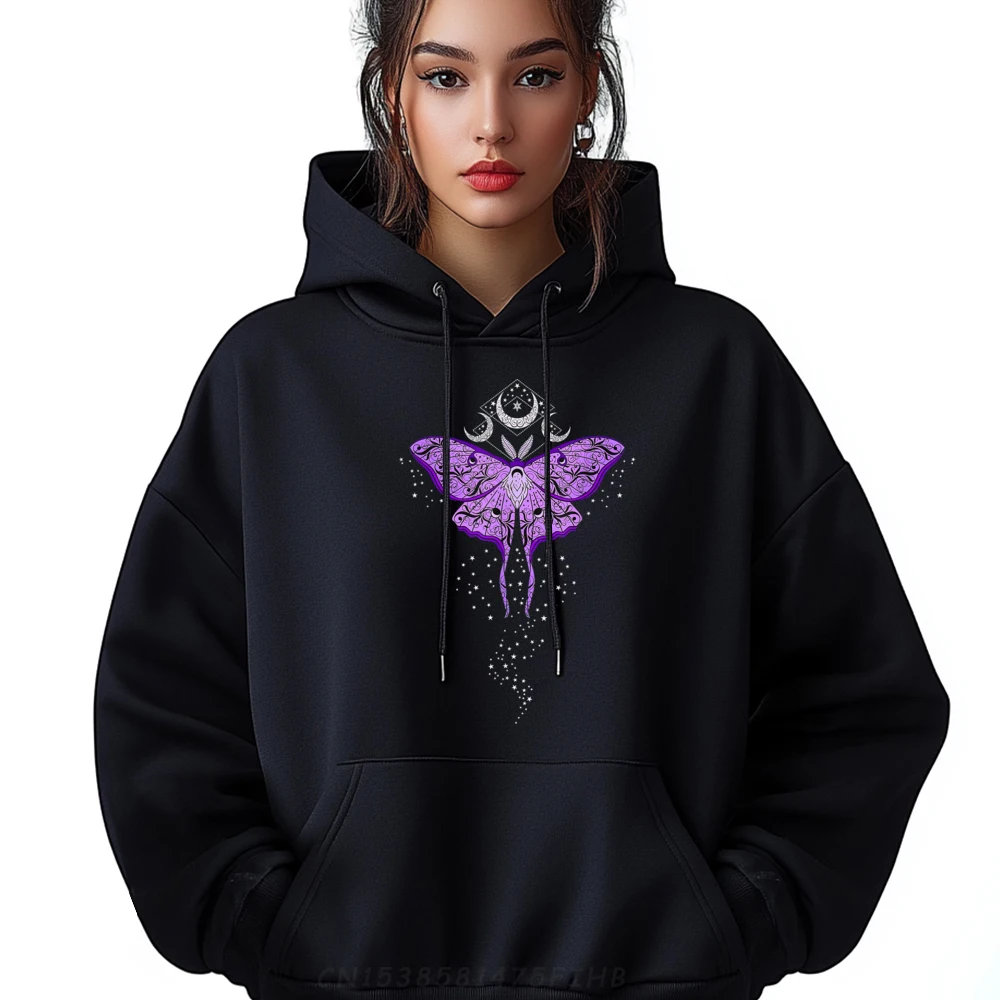 

Funny Celestial Luna Moth Hoodies Discount Christmas Long Sleeve Crewneck Hoodies Male Design Hoodies