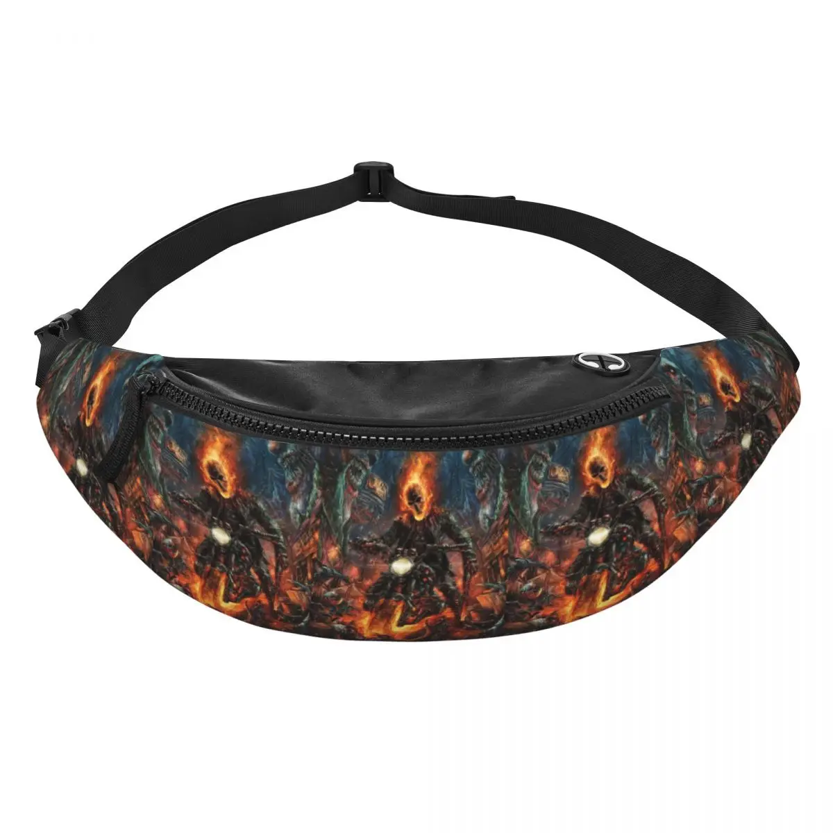 Custom Ghost Rider Anime Fanny Pack Men Women Casual Crossbody Waist Bag for Traveling Phone Money Pouch