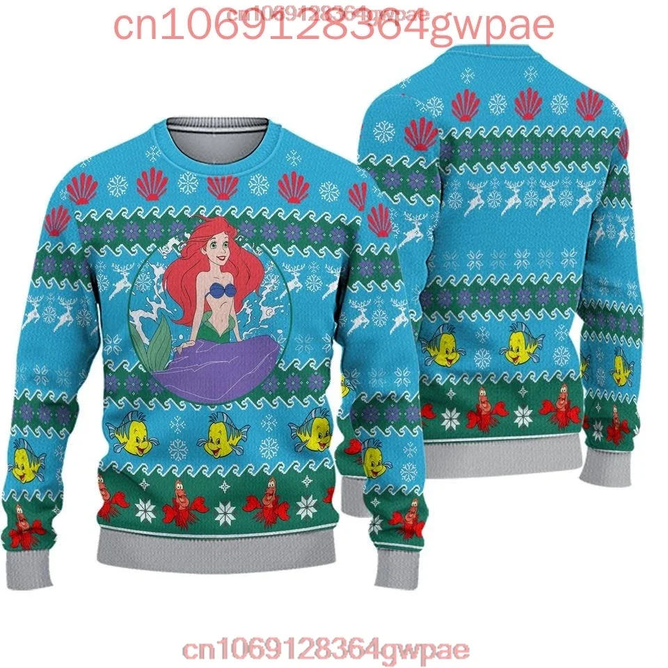 The Little Mermaid Ariel Christmas Sweater Men's Women's 3d Print Ugly Sweater Disney Casual Sweatshirt Ugly Christmas Sweater