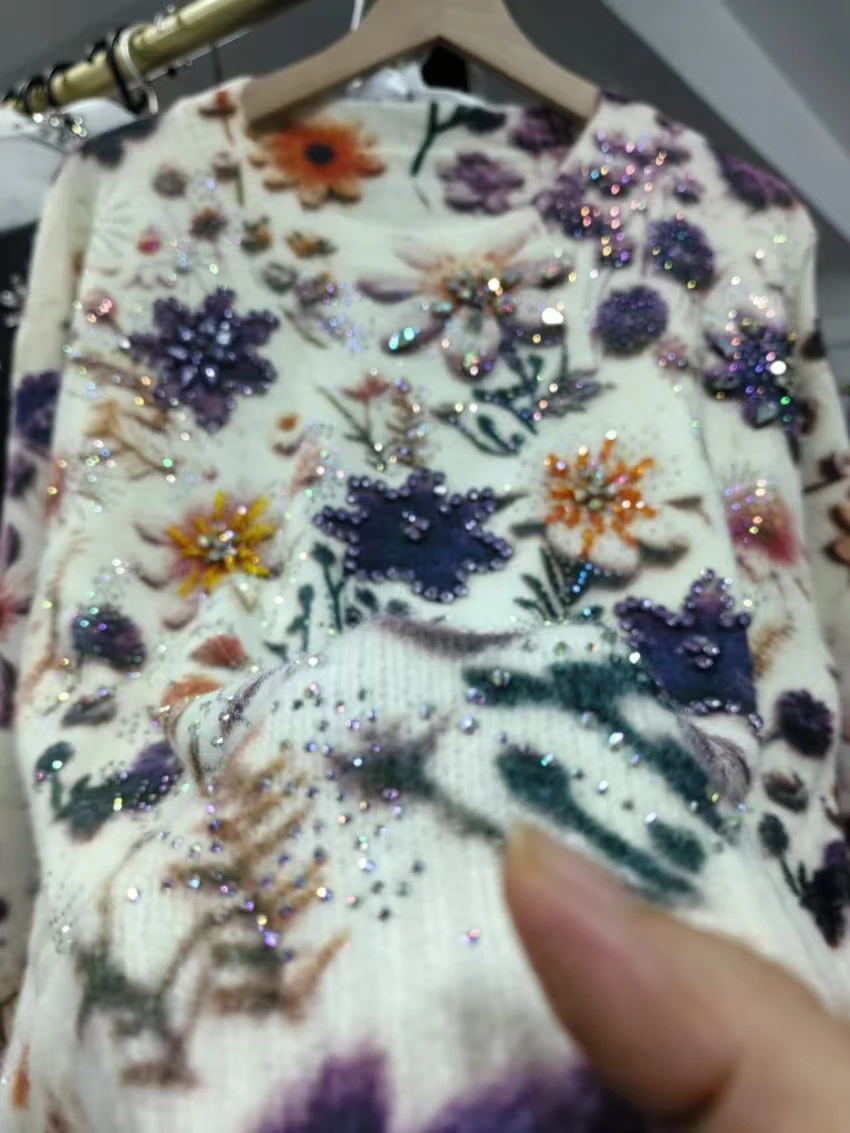 High Street Autumn Winter 2026 Sparkle Diamonds Party Sweaters for Women Girls High Street Y2K Knitted Pullover Jumpers Outwear