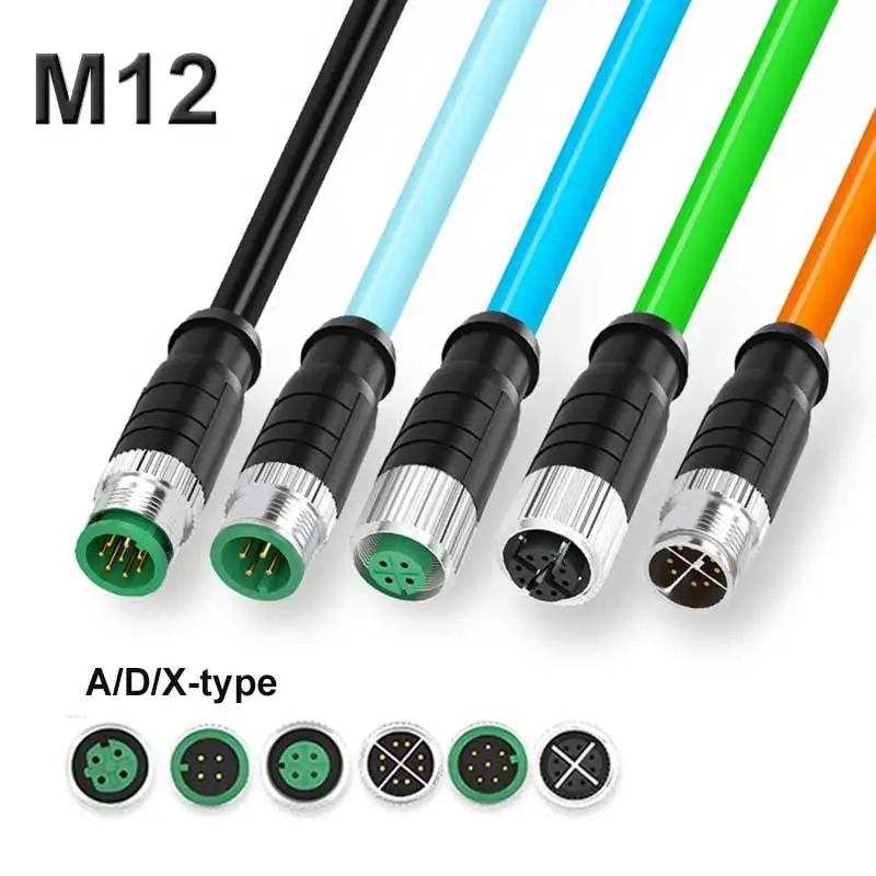 

M12 to M12 4Pin A-Coded Connector IP67 Aviation Plug Male to Female D-type Cat7a/Cat6a 3/5/10M Industrial Camera Ethernet Cable