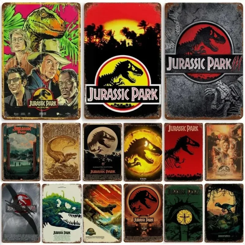 Metal Tin Poster Jurassic Park Film Retro Metal Tin Sign Plaque Poster for Bar Club Wall Decor Home Vintage Wall Plate Pendant