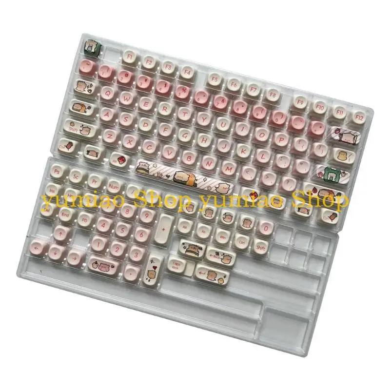 

587B Pink Pig Keycaps 118Keys Class MOA Height PBT Sublimation Mechanical Keyboards Caps for Office Gaming Keyboards