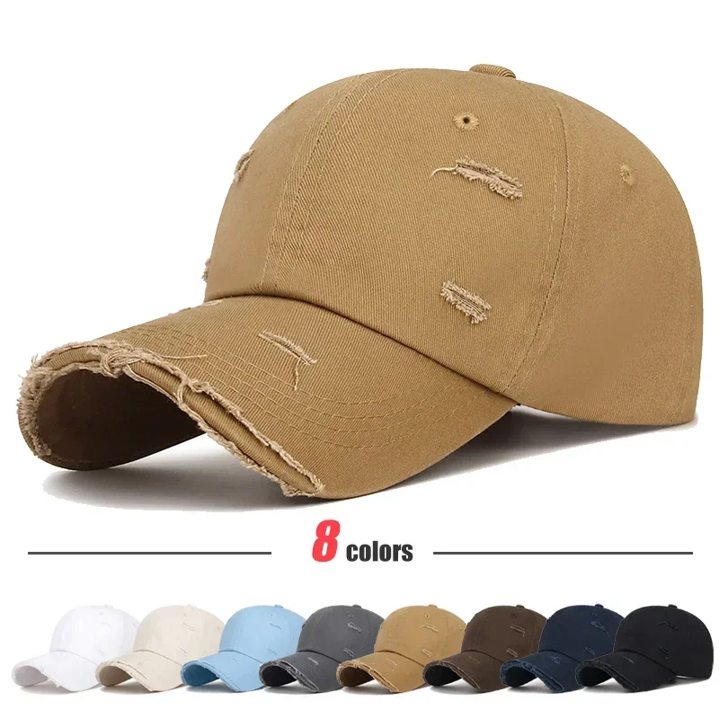 

New Fashion Unisex Distressed Design Style Solid Color Cotton Baseball Cap Trucker Hat