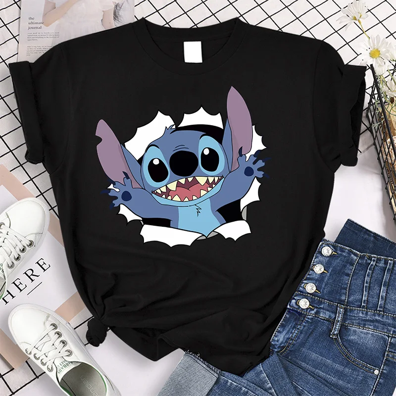 Jaren \'90 Harajuku Shirt Disney Lilo Stitch Cartoon T-shirt Stitch Cute Manga T-shirt Y2k Grafische Tshirt Top Tee Kleding