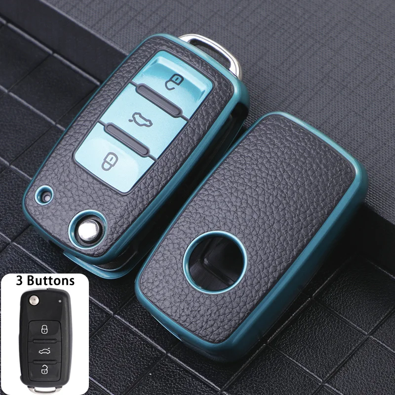 3 Nút Vỏ Chìa Khóa Dành Cho Xe Volkswagen Polo Tiguan Passat Golf Jetta Lavida Da Tpu Bảo Vệ Vỏ Túi Skoda Octavia ghế Ngồi