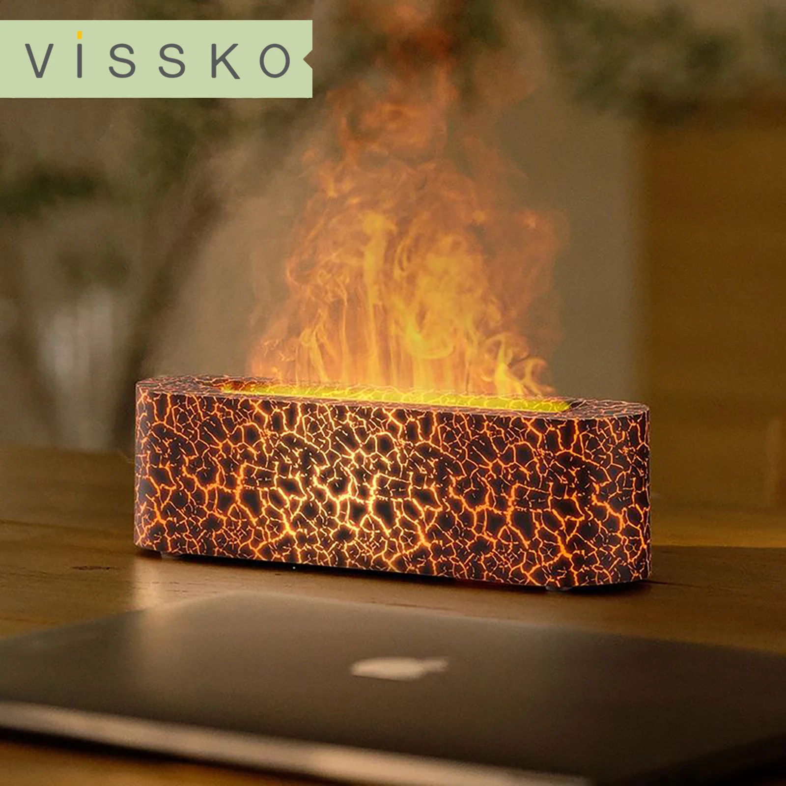 Vissko 7 Colorful Flame Diffuser 150ml USB Air Humidifier Aromatherapy Essential Oil Diffuser Fragrance diffuser For Bedroom