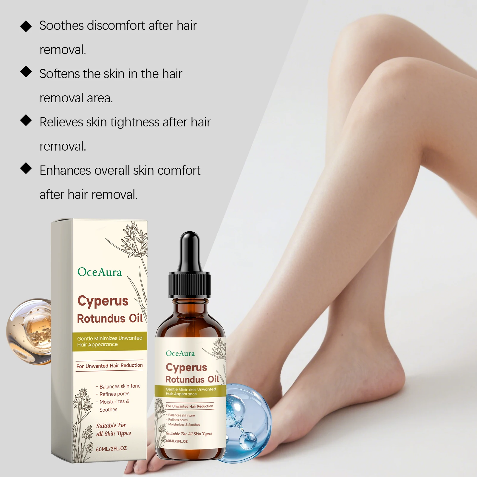 Cyperus Rotundus Hair Removal Oil Smooth Skin Deep Hydration Soothe Dry Tight Redness Tighten Pores Hair Growth Delay Essence view 6