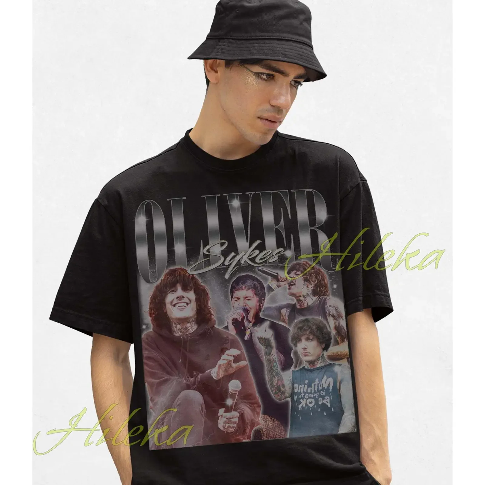 Vintage Oliver Sykes Homage T Shirt Rock Singer Casual Merch for Fans vintage Washed Comfortable homme Stretched streetwear
