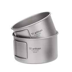 Titanium Bowl With Folding Handle Camping Bowl 450ml/600ml No Lid/with Lid Dinner Food Container Outdoor Pan Camp-Cooking