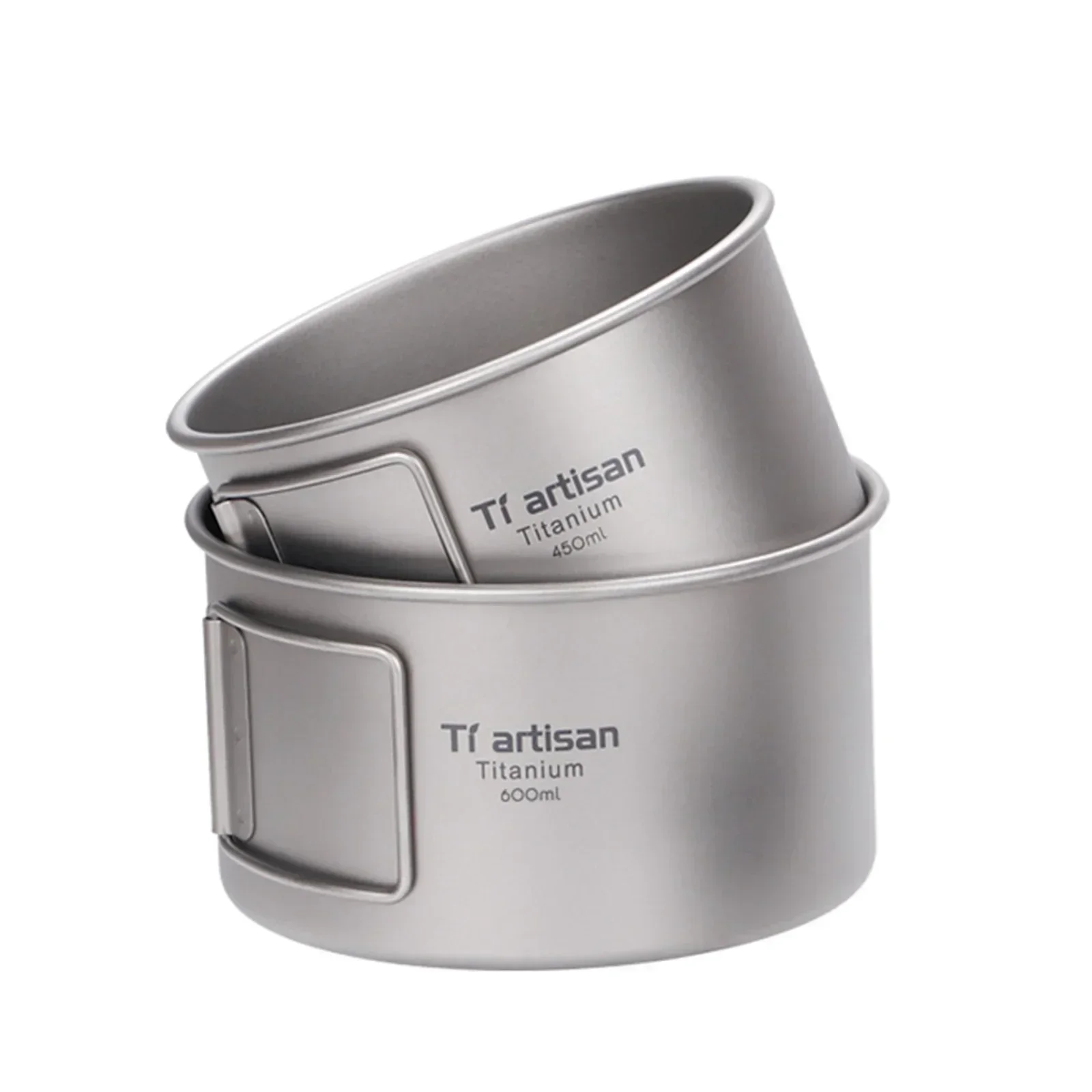 Titanium Bowl With Folding Handle Camping Bowl 450ml/600ml No Lid/with Lid Dinner Food Container Outdoor Pan Camp-Cooking