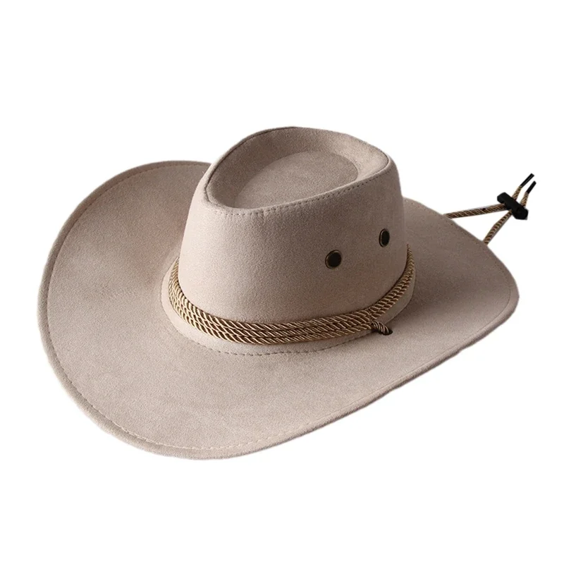Vintage-Western-Cowboyhut, einfarbig, Basin-Hut, breite Krempe, Jazz-Hut, Outdoor-Sonnenschutz für Wandern, Camping, Reiten – Detail 20