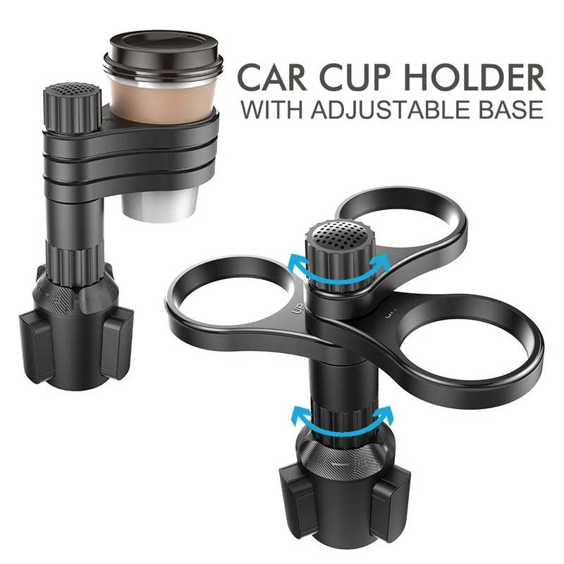 

3 In 1 Car Cup Holder Expander Adapter 360 Rotating Adjustable Base Car Mount for Drinks Bottles Beverage Support