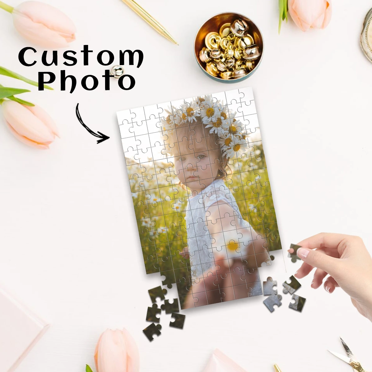 1pc Custom Photo Single Portrait Wooden Jigsaw Puzzle,Ideal Anniversary,Wedding,Birthday,Valentine Gift For Family Friends