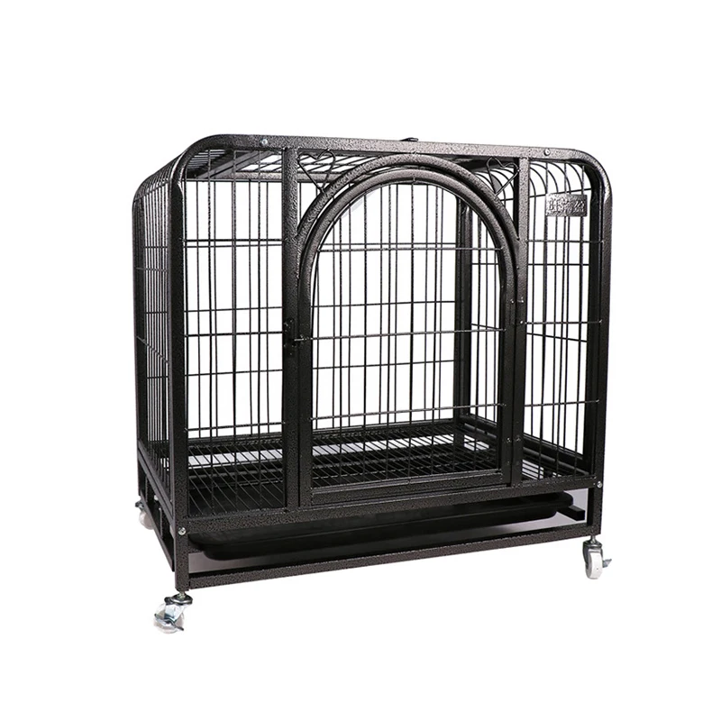 Hot Sale Metal Wire Dog Crate Large Front Door Dog Cages Metal Kennels Stainless Steel With Tray