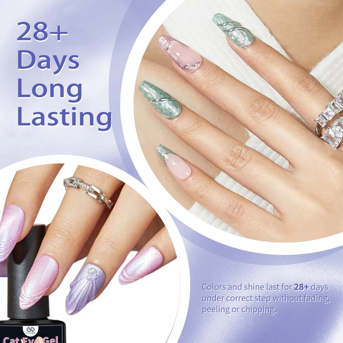 6色マグネットキャッツアイジェルネイルポリッシュセット ピンクUV LEDソークオフジェルヴァーニッシュ クリスタルキャッツアイジェルラッカー ディスプレイ付き