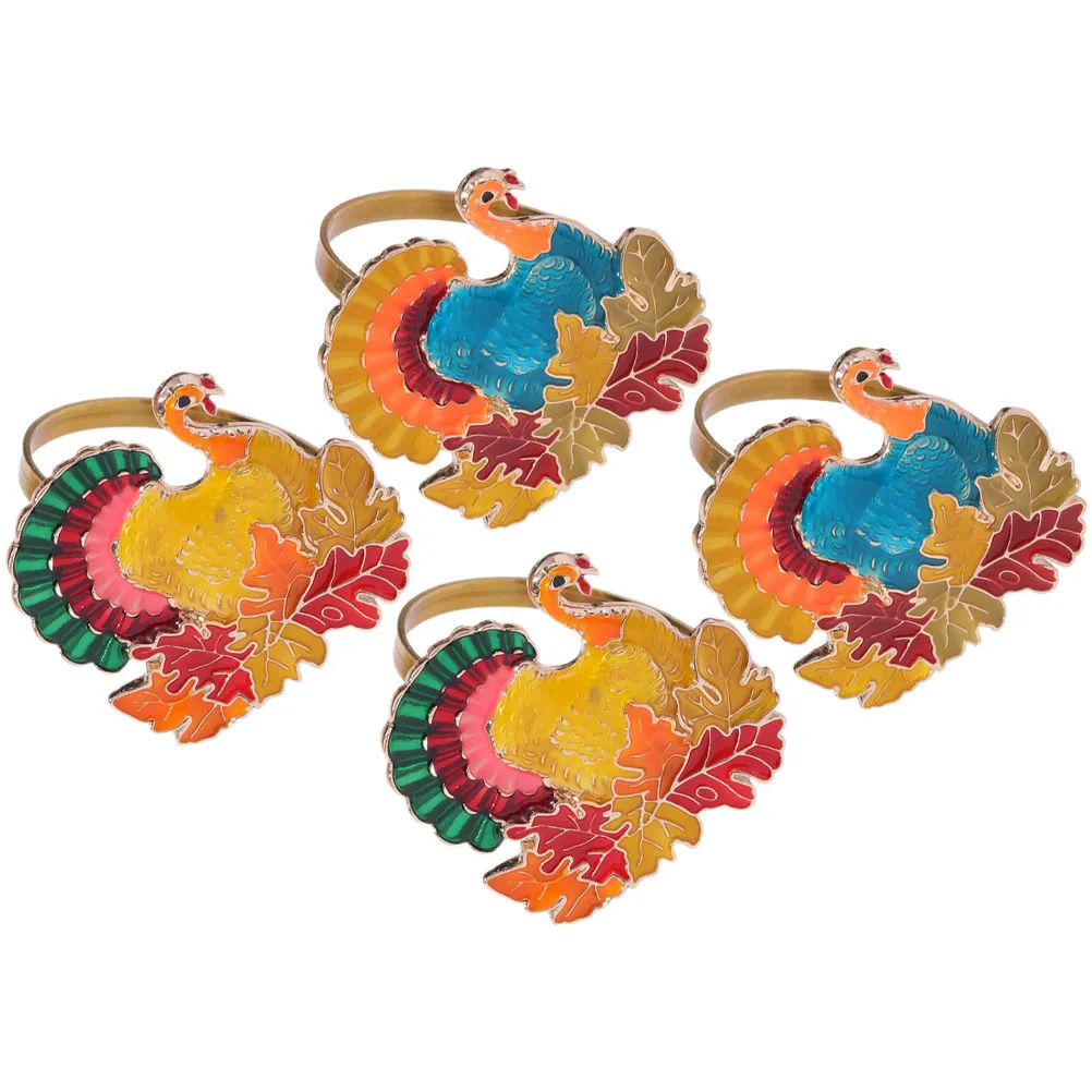 4Pcs Napkin Set Holder For Fall Table Decor Autumn Decor Maple Leaf Alloy Thanksgiving Day Party Gift Family