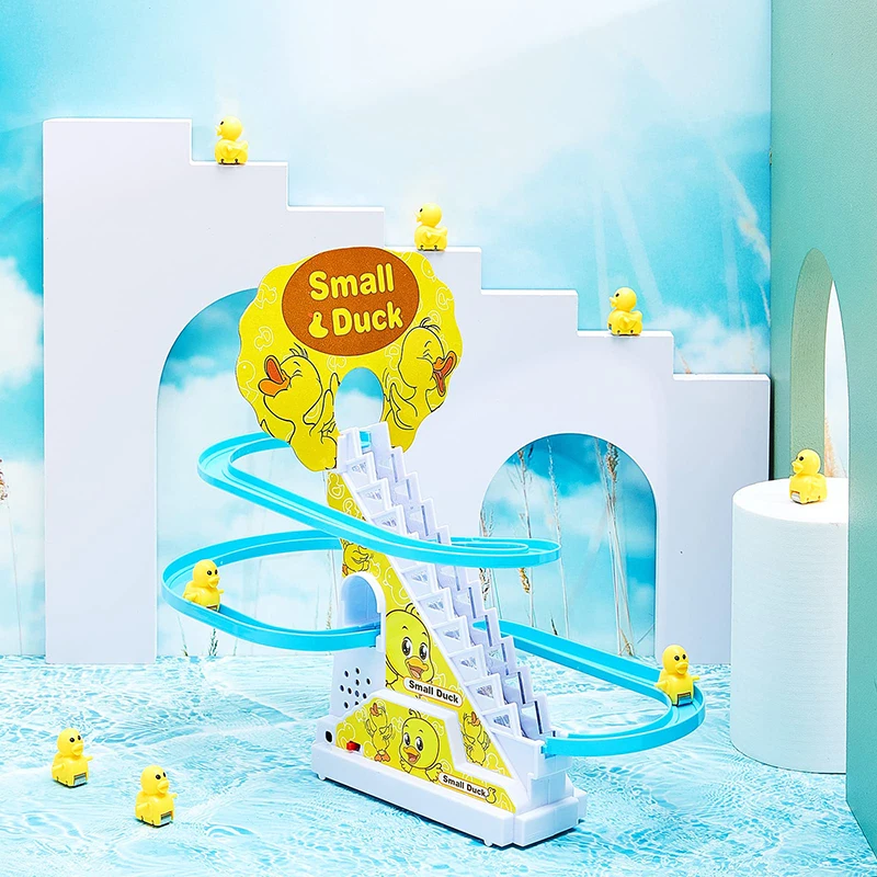 Baby Electric Duck Track Slide Toys Boys Girls Electric Climbing Stairs Toy LED Lights Musical Slide Toys for Children Kids Gift